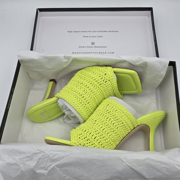 NIB Marc Fisher LTD Dako Square Toe Heeled Slip-on Dress Sandals—Light Green—9.5 - Picture 15 of 16